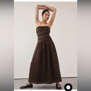 DISSH Brown Strapless Midi Dress